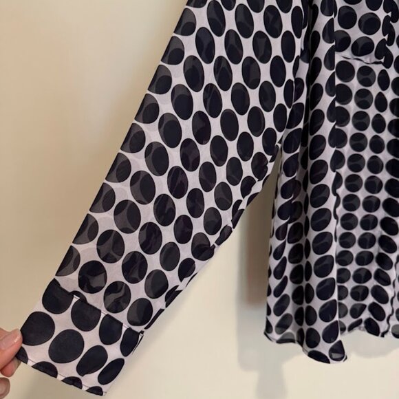 Gap Navy Blue Polka Dot Sheer Blouse, Size XXL - Picture 5 of 5